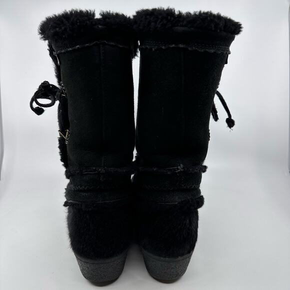 Tecnica Goat Fur Sheepskin Winter Tall Boots Black Leather Womens Size US 8 EU38 - Picture 3 of 10
